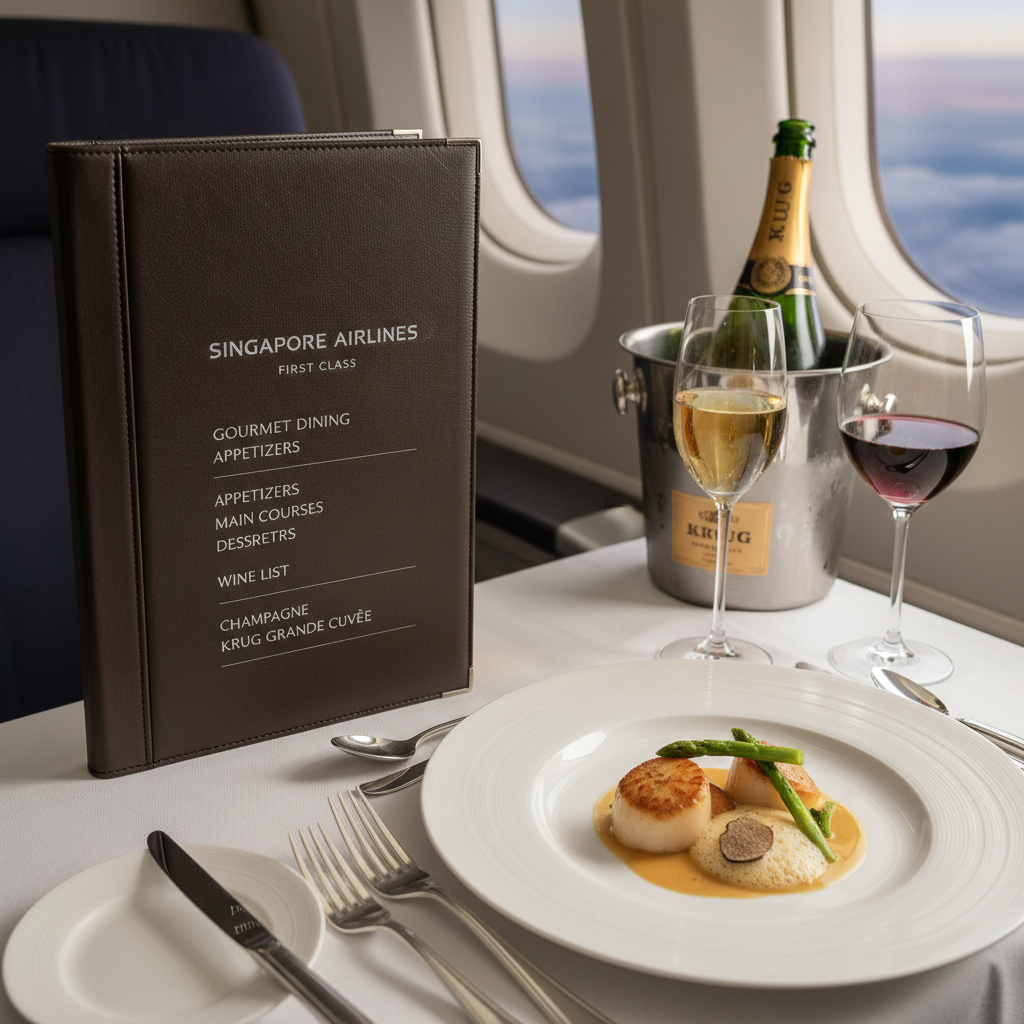 Singapore Airlines first class menu gourmet