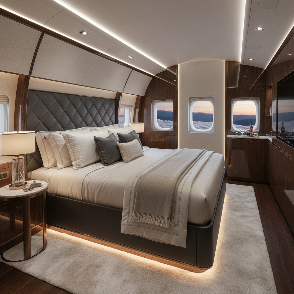 ultra long range private jet cabin