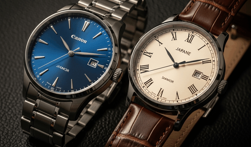 two elegant japanese dress watches side by side on dark leat 20260331 130844